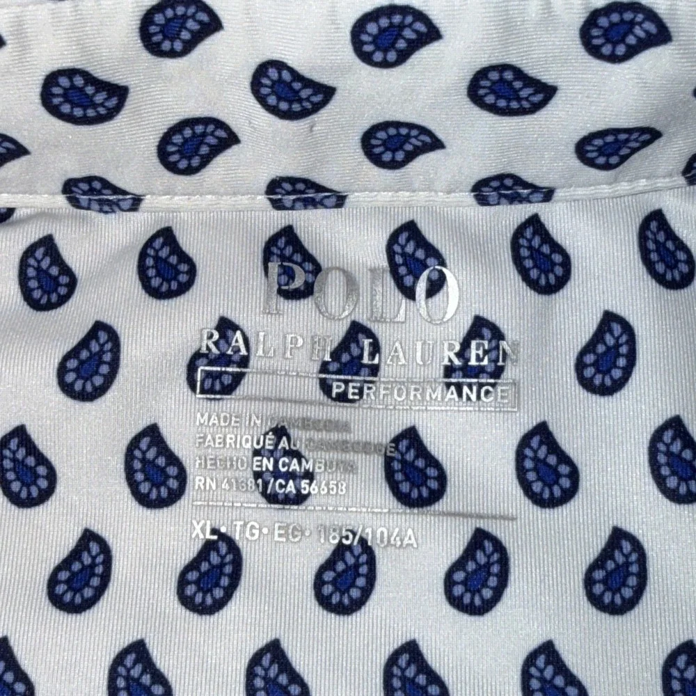 Polo Ralph Lauren White&Blue Paisley Pattern Blue‎ Bandana AOP Mens XL